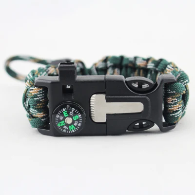 Bracelet Paracord d'urgence de survie avec sifflet, boussole, thermostat, allume-feu Esg10510